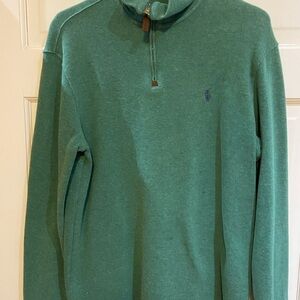 Ralph Lauren Teal Green Quarter-Zip Pullover Sweater